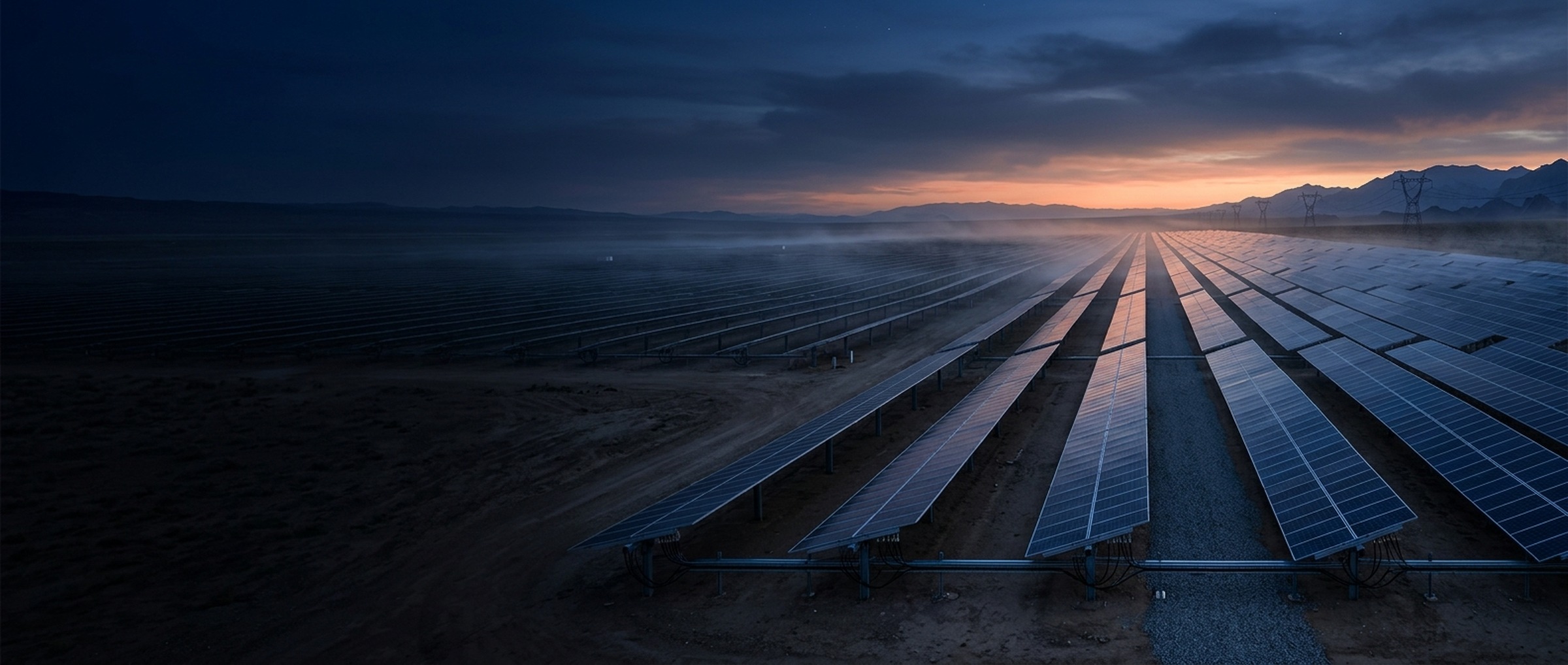 Usina solar Beverde Energia ao crepúsculo